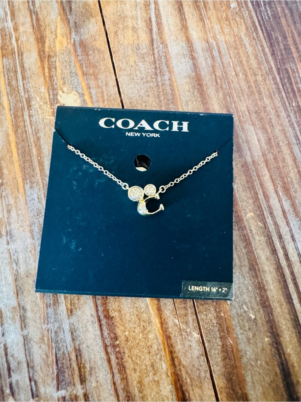COACH Gold Signature crystal cluster Necklace NWOT - Picture 12 of 12